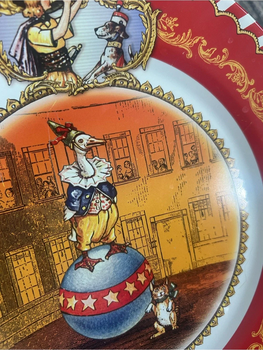 Restoration Hardware Vintage Collectible Antique Circus Animal Tin 4 Set Plates